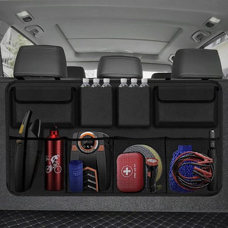 Bilbagasjeromsarrangør, bakseteopphengt bilarrangør med 8 store oppbevaringsposer - Bagasjeromsarrangør for SUV, lastebil, varebil - Din 