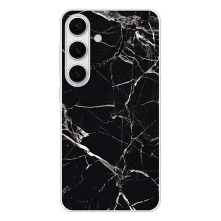 Silikonförstärkt tryckt skal kompatibel med Samsung Galaxy S24 Marmor Svart