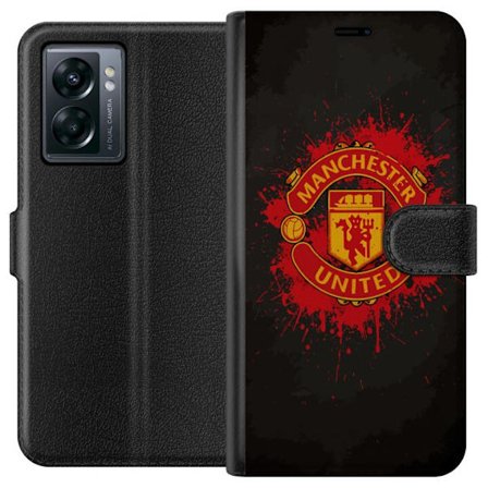 Kompatibelt Lommeboketui til OnePlus OnePlus Nord N300 Manchester United logo i rød og gul farge med røff sportslig bakgrunn
