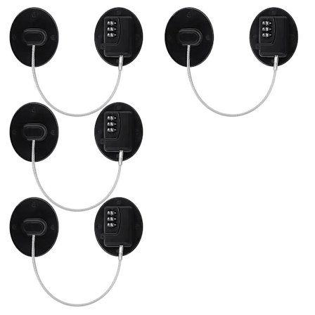 Kylskåpslås för barn, 4-pack barnsäkra skåplås med självhäftande tejp, barnskyddskombination [DB]