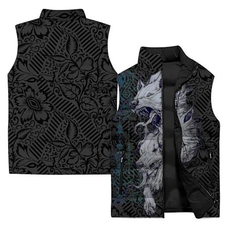 Cool Arbejdsvest til Mænd Mode Mænds Ærmeløs Vest Holdbar 3D Trykt Ulv Komfortabel Høj Kvalitet Mand Jakker Veste Frakke P240121CWJ-90PG M