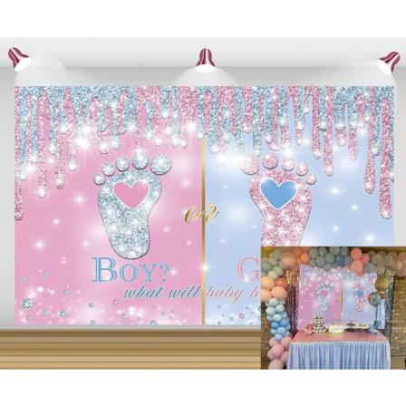 7*5 fod, små fødder køn afsløring baggrund dreng eller pige pink blå baby afsløring fest fotografering baggrund