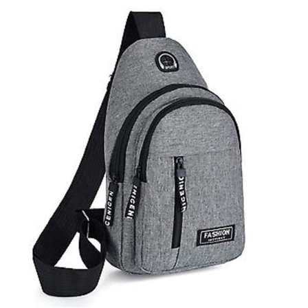 Mænds Bærbar Casual Fashionel Stilfuld Rygsæk Sport Sling Bag Mand Brysttaske Multi Zip Lommer (Grå)