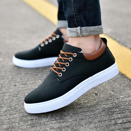 Lerretssko koreansk stil herre all-match casual sko trendy oversize sneakers for menn Black 40