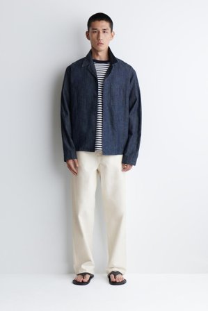 COS Jeansowa Koszula Wierzchnia Z Kołnierzem Kubańskim in Niebieski