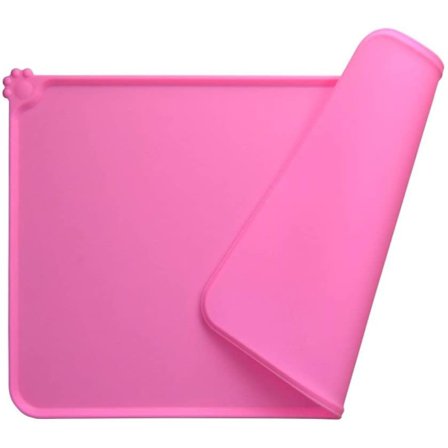 Hundeskål måtte, skridsikker kæledyrs madskål måtte med poter ideel til at beskytte gulvet mod spild, pink, 47 x 30 cm