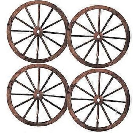 4 st Vintage Trähjul Hängande Dekor Bar Väggmontering Vagn Hjul Dekor Inomhus Trähänge