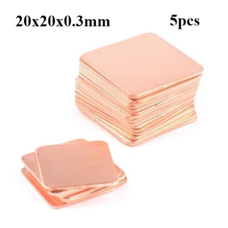 5 stk Laptop Plade Kobber Heat Sink 20X20X0,3MM