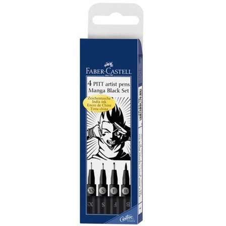 Faber-Castell PITT Artist Pens Manga 4-setti Musta