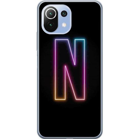 Kompatibel Mobilcover til Xiaomi Xiaomi Mi 11 Lite Minimalistisk neonbogstav N i farveskiftende lys mod sort baggrund