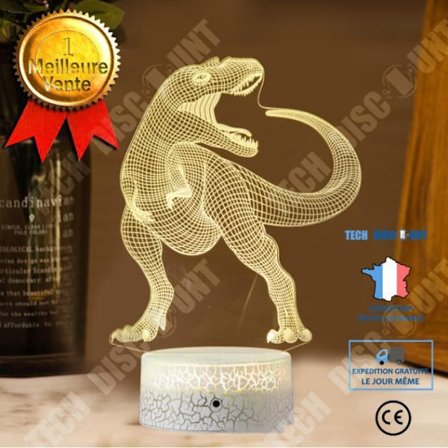Bordslampa - TECH DISCOUNT - WYK12008 - 7 Färger som Växlar - LED - 3D Dinosaurie
