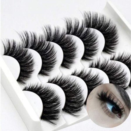 5 par løsøgonvipper - 3D faux mink (G-52) Sort