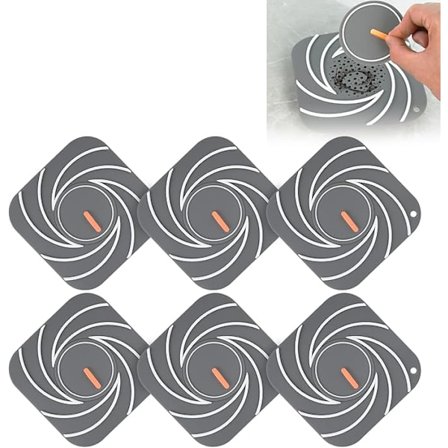 6 kpl Silikoninen viemärinsuoja, keittiön tiskialtaan suodatin, silikoninen hiussihti imukupilla, hiussihti yhteensopiva kylpyammeen keittiöön