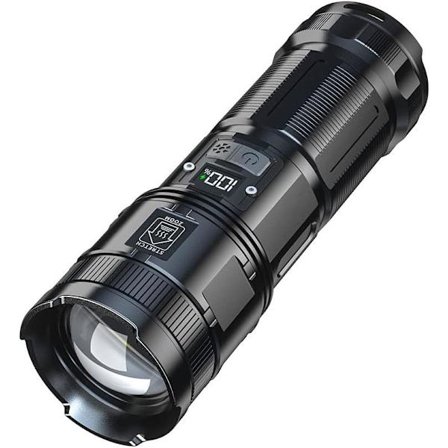 Superkraftfull LED-ficklampa, 3500 lumen uppladdningsbar ficklampa, inbyggt 9000mAh batteri, med LED-digital strömdisplay