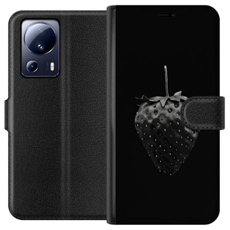 Kompatibelt Lommeboketui til Xiaomi 13 Lite Svart jordbær i mørk minimalistisk stil