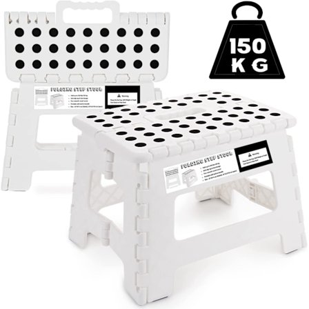 Trinnkrakk for barn og voksne - 9 tommers sammenleggbar plasttrinnkrakk for kjøkken, bad, hage og utendørs, bærbar sammenleggbar krakk holder 150 kg (