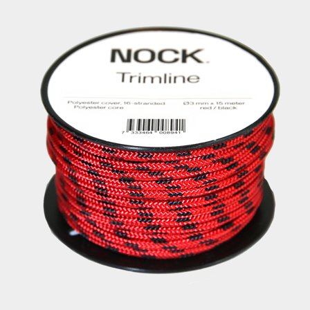 Cima in poliestere NOCK Trimline, anima in poliestere, calza in poliestere a 16 trefoli, rosso/nero, Ø2 mm x 30 metri