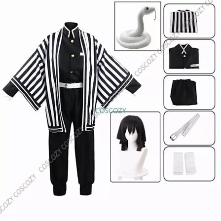 Lilla/Svart Iguro Obanai Cosplay Anime Demon Ghost Killer Iguro Obanai Haori Kimono Cosplay Kostyme Hvit Orm Dokkesett-FF-