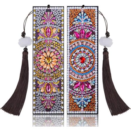 2 kpl 5D DIY Mandala timanttimaalauskirjanmerkit, timanttikirjonta