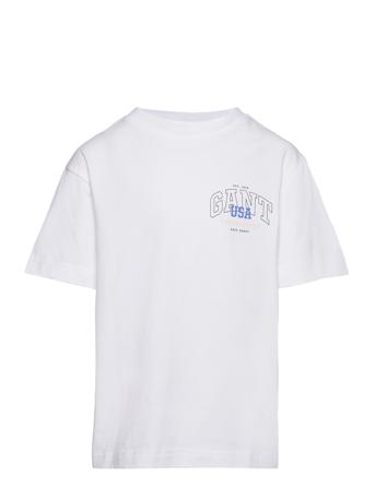 Over D T-Shirt T-shirts Short-sleeved Hvit GANT*Betinget Tilbud