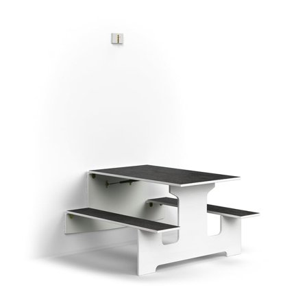 Wall mounted foldaway table LUCAS, 1200x1205x720 mm, linoleum, white/dark grey