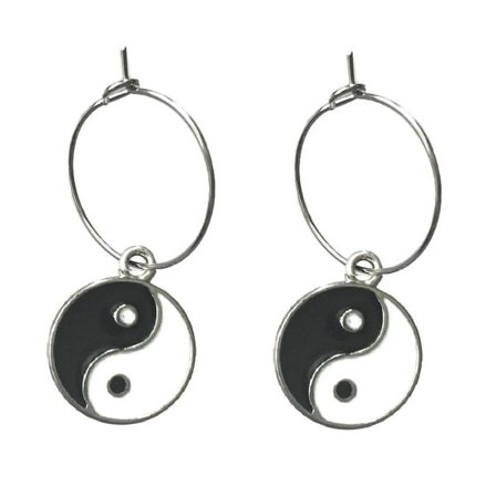 Earrings - Creoles - Yin yang - 2 cm