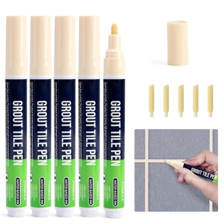 5-pak fugepen til vægfliser, maling til fuge, fugeforsegler, gulv, badeværelse, køkken, altan, soveværelse, kontor, lejlighed, veranda, terrasse, 