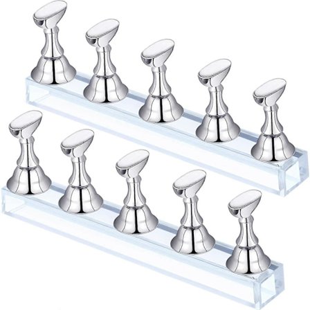 2 Sett Akryl Negle Display Stativ Negle Øvelse Holder Magnetisk Negle Øvelse Stativ Fingernegl DIY Negle Stativ for Falske Negle Manikyr Verktøy 