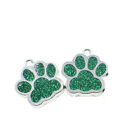 2 st Djur Glitter Hund Tassavtryck Berlocker Emalj Fotavtryck Hängen Pärlor