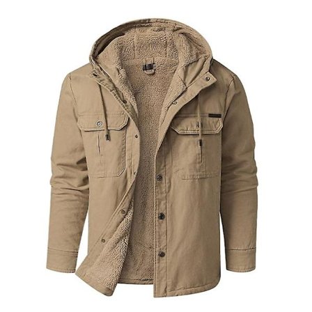 Cargojakke med hette for menn, Varm vinterjakke med termisk fôr