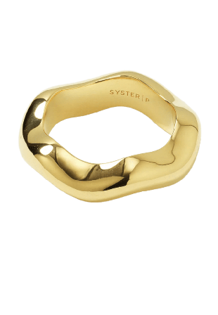 Syster P Bolded Wavy Ring Shiny Gold Ringar Dam Guld 7