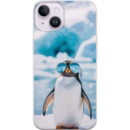 Kompatibelt Mobilskal till Apple Apple iPhone 15 Pingvin med solglasögon rolig vinterdesign med arktisk bakgrund humoristisk och trendig stil med kyl