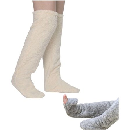 Termiske over-knee sokker - gulvsokker - sovesokker - damestrømper - hvide