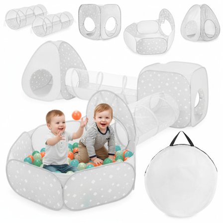 Stort 5-i-1 legesæt med telte, tunneler og boldbassin