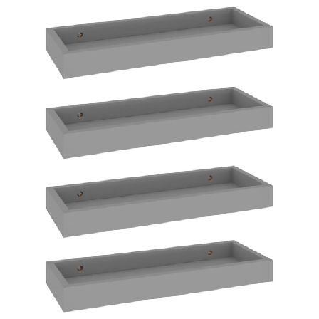 Vidaxl Vägghyllor Med Kant 4 St Grå 40x15x4 Cm Mdf Grå