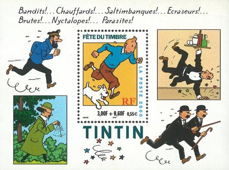 Frankrig - Tegneserie Tintin - Postfrisk miniark
