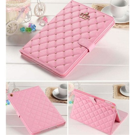 Fodral för iPad 9.7 2018 2017/ iPad Air 2, Diamant Söt Elegant PU Läder Smart Auto Sleep/Wake Ställ Apple iPad 5:e/6:e/iPad Air (Rosa)