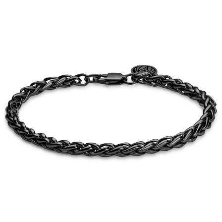 Essentials | 5 mm Gunmetal Black Wheat Chain Bracelet for Men - Steel bracelets