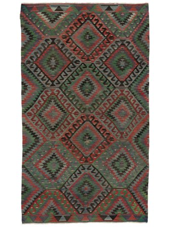 Kelim Vintage Türkei Teppich Handgewebt 168X288 Schwarz/Dunkelrot Türkei