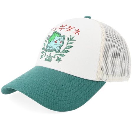 Difuzed - Vit Keps - Pokémon Bulbasaur White/Green A-Frame Trucker @ Hatstore