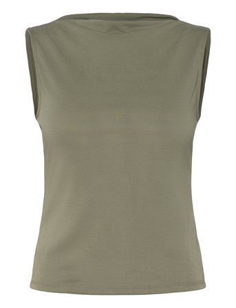 Monki Super Soft Sleeveless Boatneck Top - Green - XS
