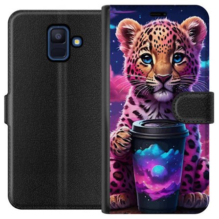 Kompatibel Tegnebogsetui til Samsung Galaxy A6 (2018) Leopardunge galax