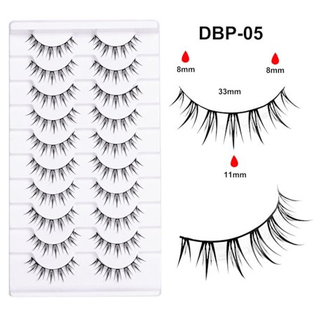 10 Par Manga Små Tunna Falska Ögonfransar - Naturliga, Lätta och Bekväma för en Förförisk Look