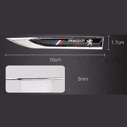 2 stk. 3D Bil Skærm Side Badge Label Chrome Metal Sticker Badge Body Styling Decal Kompatibel med Peugeot 206 207 307 3008 2008 308