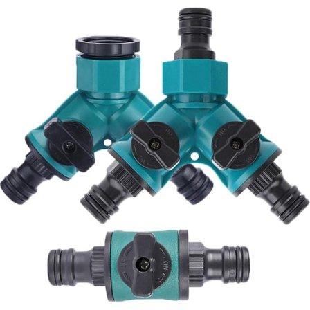 3-delt Hageslangefordeler 2-veis Ventil Vanndistributør Kobling 2-veis Slangekobling for Hageslange