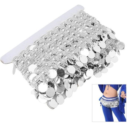10 meter magdansbälte paljettband trim magdans tangest bälte (silver)
