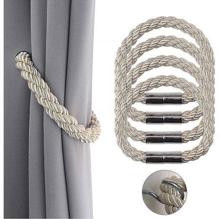 (Beige) 4 Pack Vahvat Magneettiset Verhopidikkeet Beige Koristeelliset R