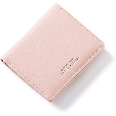 Dame Lommebøker Liten Bifold Lær Lommebok Damer Mini Kort Pung (rosa)