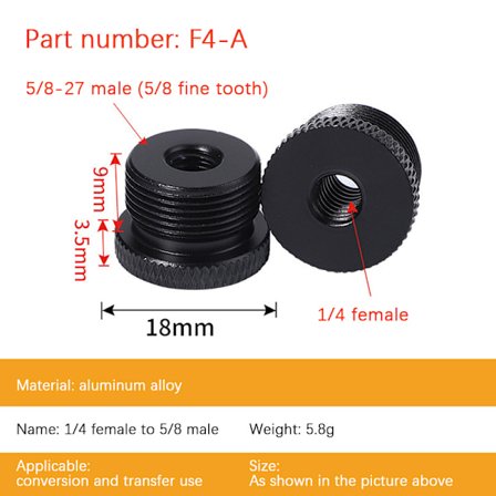 Mikrofonitelineen muunnosruuvit 1/4" - 5/8" kierreruuvi Mo