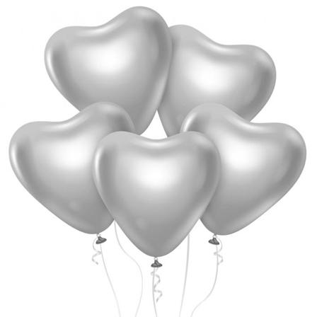 Ballongset Hjärtan Silver 6-pack - Partyninja.se